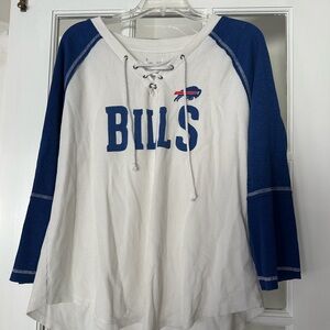 Women's Blue and White Raglan Top